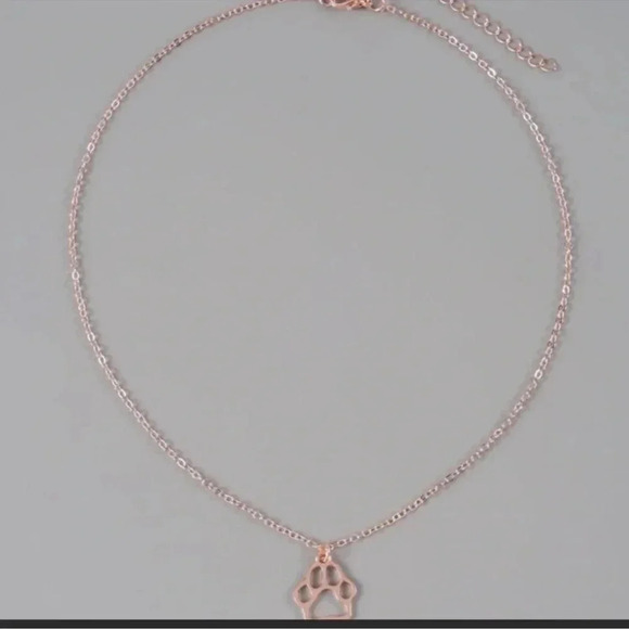 2 LEFT! Rose Gold Dog Paw Print Pendant Necklace - Picture 2 of 4